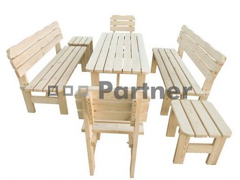 Masivní dřevěný zahradní nábytek (sestava z borovice 1+6) dřevo 32 mm